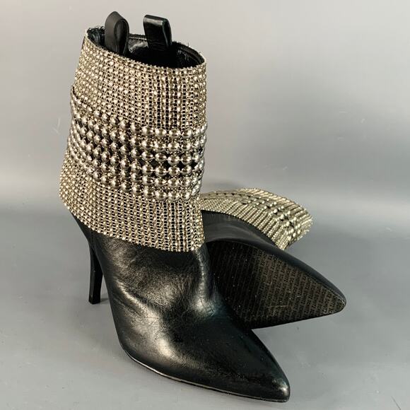 SCHUTZ Size 7 Black Studded Pull On Stiletto Booties - Picture 5 of 8